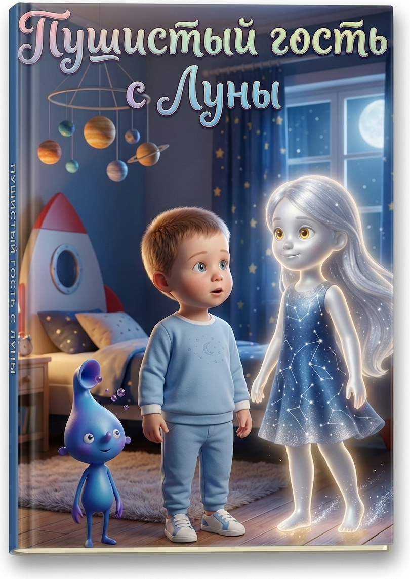 Книга по фото «Пушистый гость с Луны» — обложка с портретом Миши