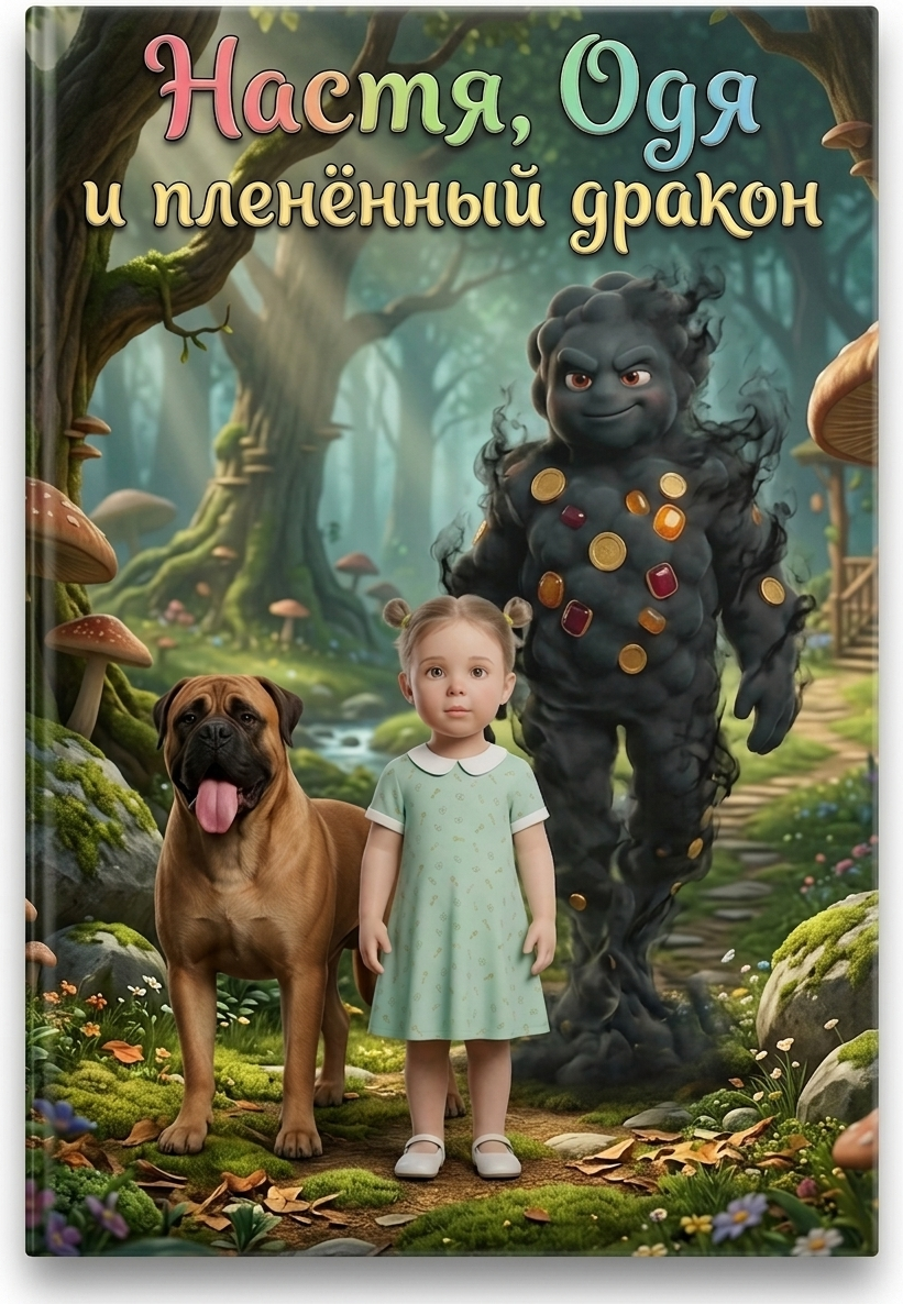 Именная сказка «Настя, Одя и Пленённый Дракон» — обложка персональной книги